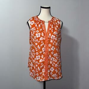 Zac & Rachel floral orange blouse women’s size petite medium